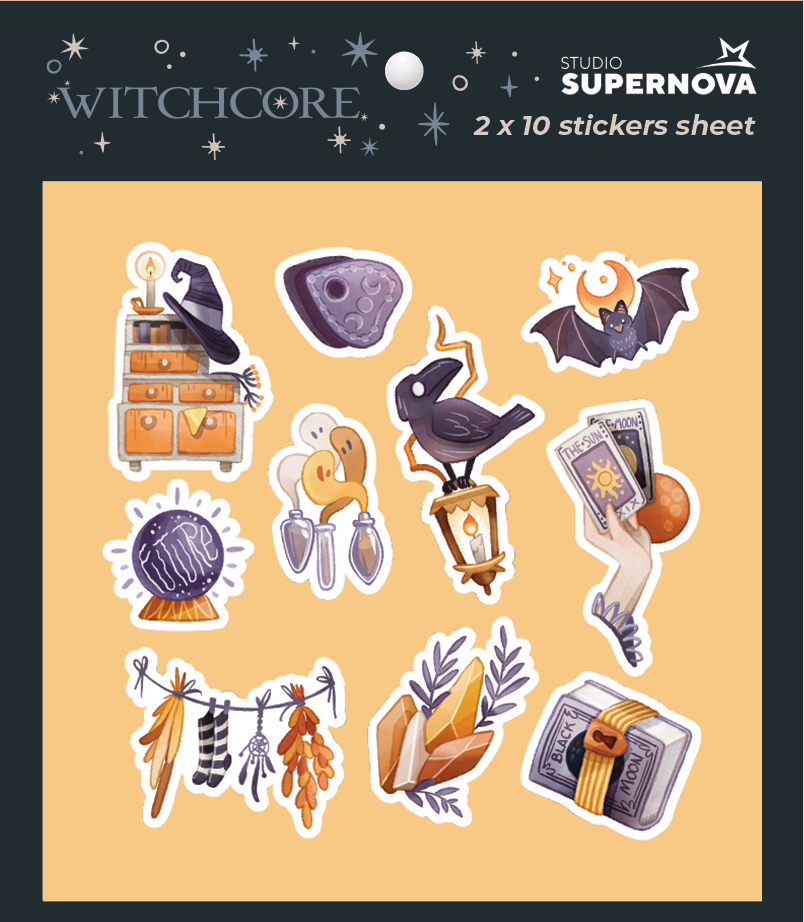Set 20 Sticker illustrati - Witchcore 3