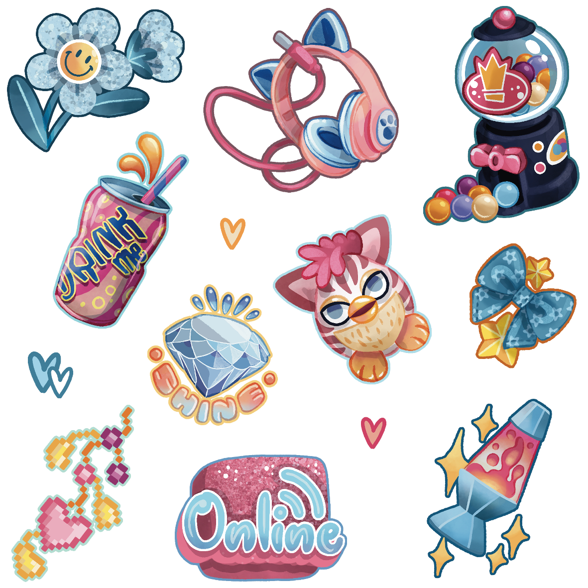 Set 20 Sticker illustrati - Y2K 1