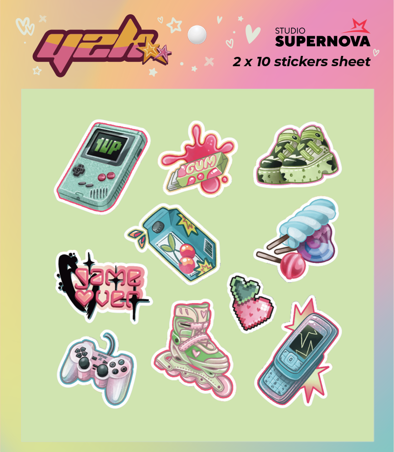 Set 20 Sticker illustrati - Y2K 2