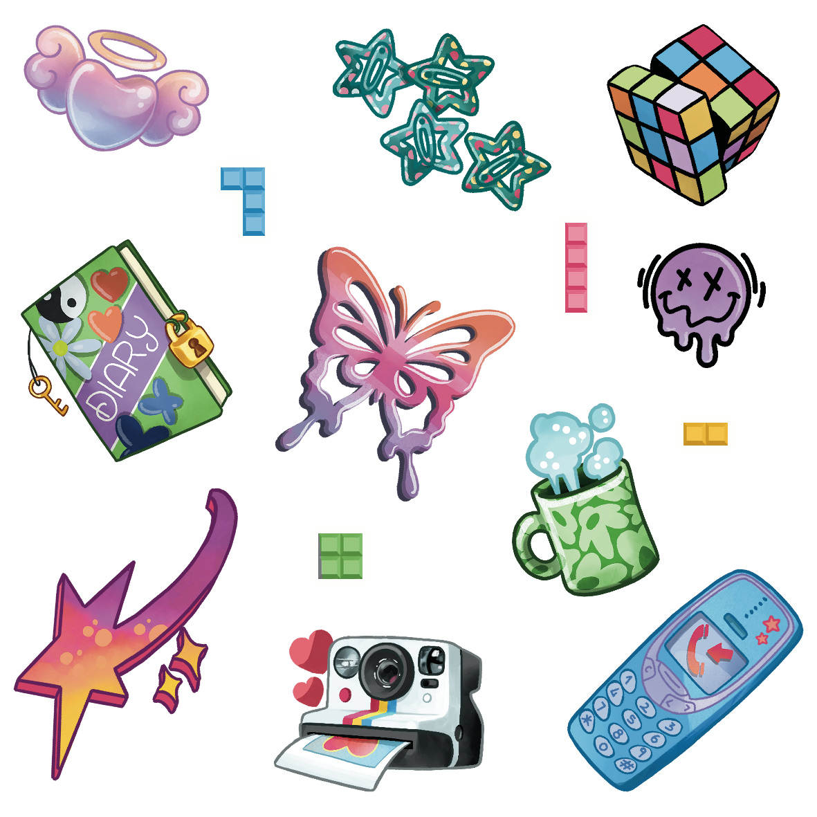 Set 20 Sticker illustrati - Y2K 3