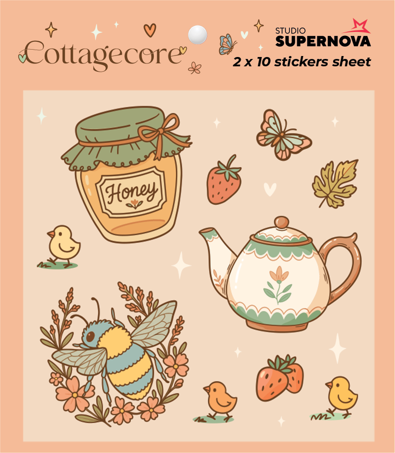 Set 20 Sticker illustrati - Cottagecore 2