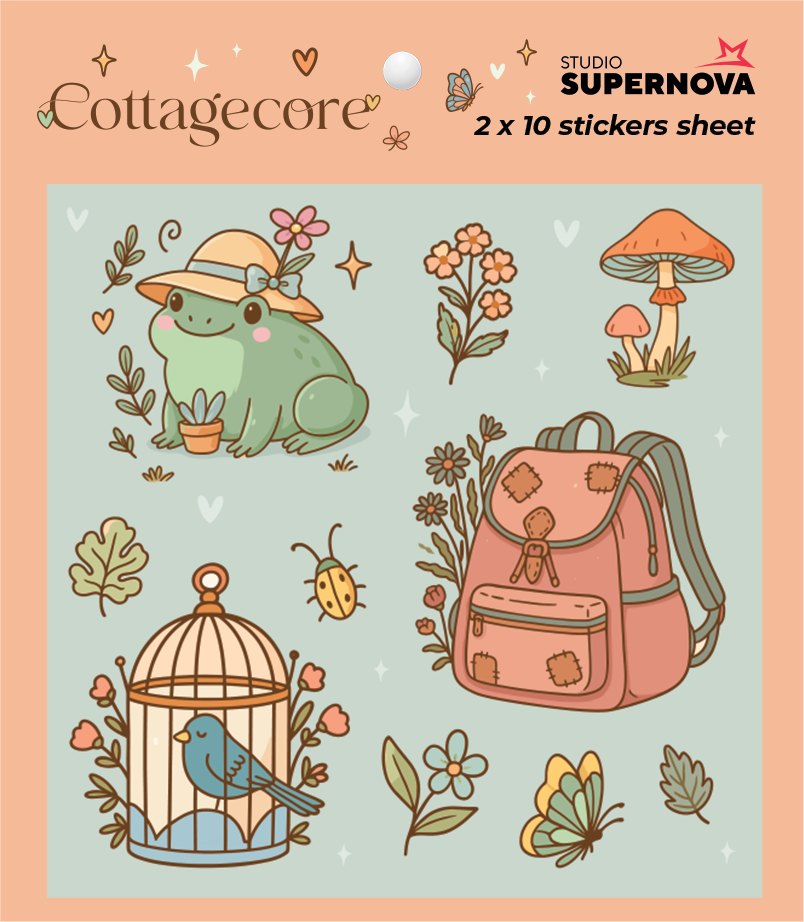 Set 20 Sticker illustrati - Cottagecore 3