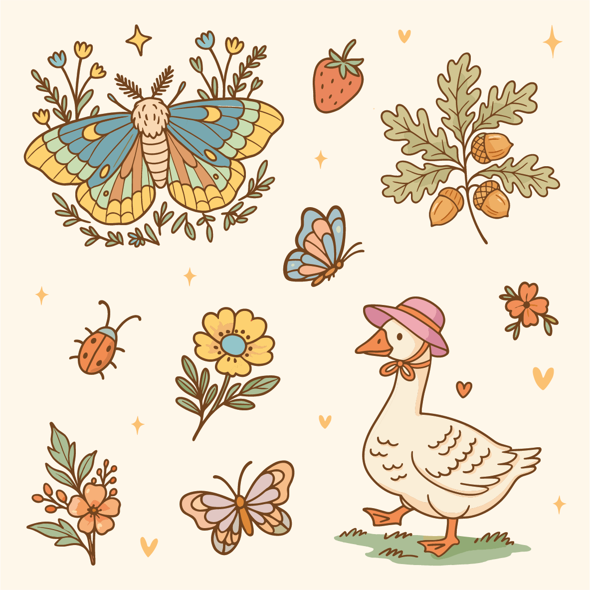 Set 20 Sticker illustrati - Cottagecore 3