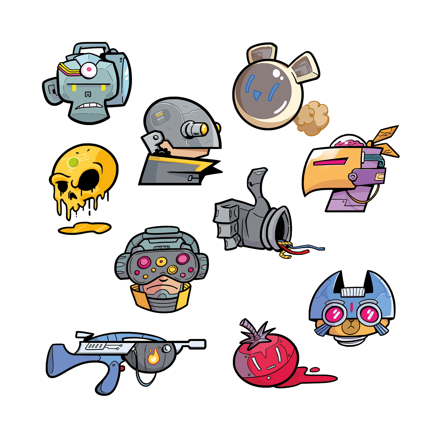 Set 20 Sticker illustrati - Cyberpunk 1
