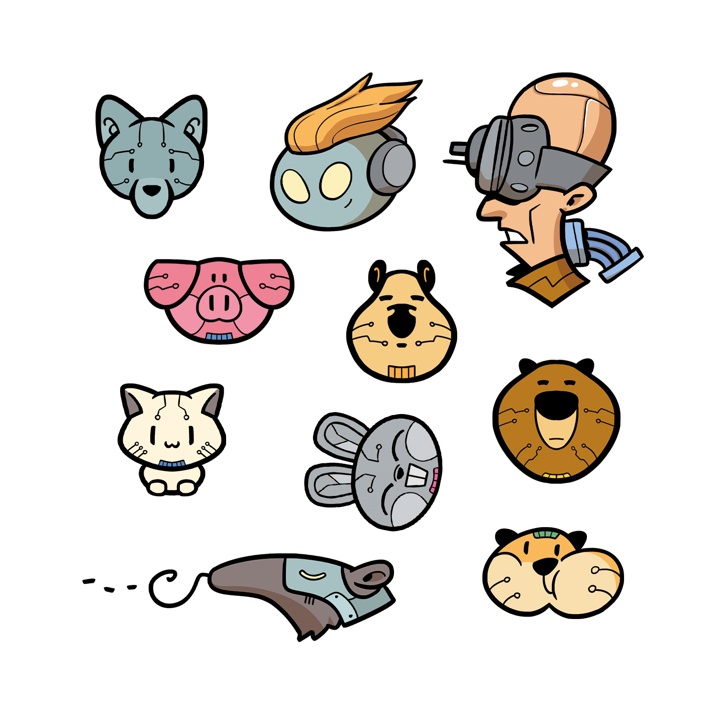 Set 20 Sticker illustrati - Cyberpunk 2
