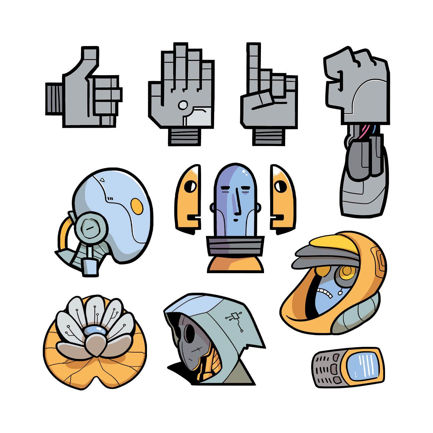 Set 20 Sticker illustrati - Cyberpunk 2