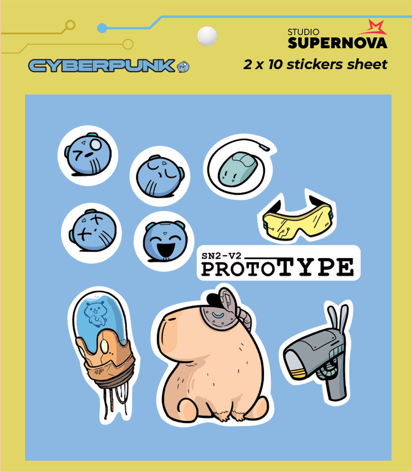 Set 20 Sticker illustrati - Cyberpunk 3
