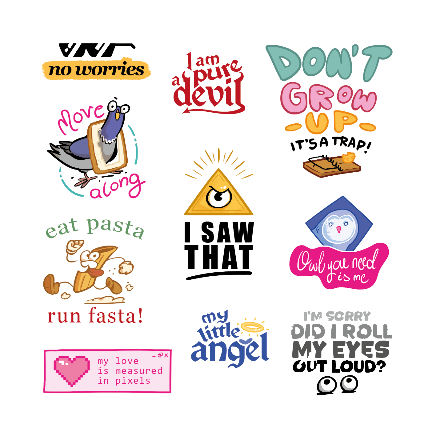 Set 20 Sticker illustrati - Trash 1