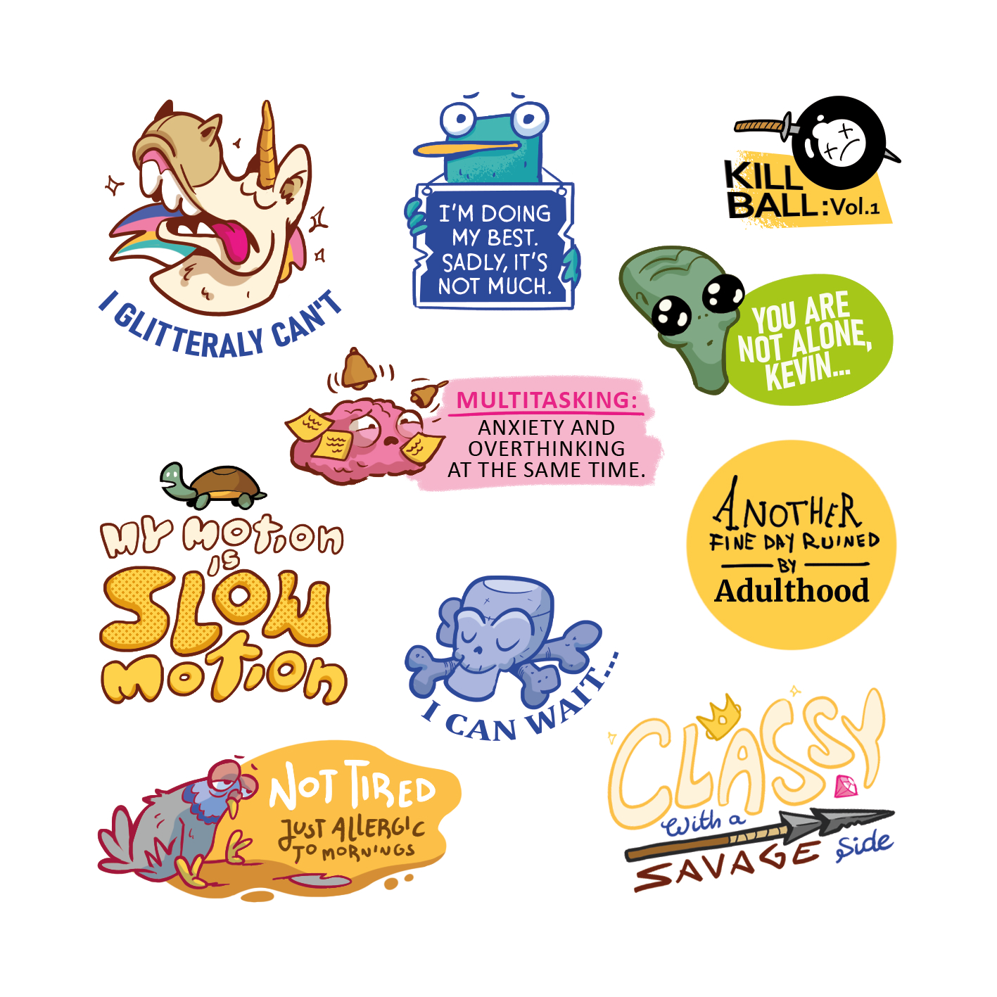 Set 20 Sticker illustrati - Trash 2