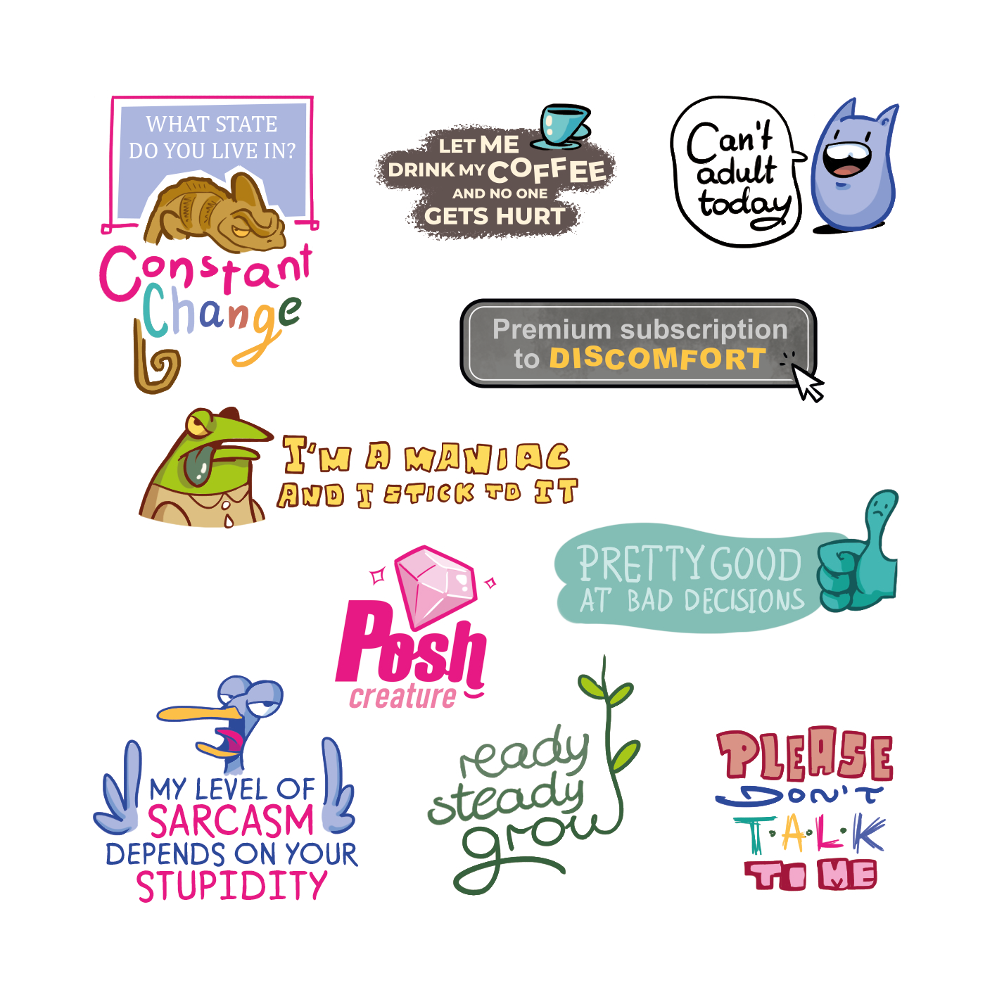 Set 20 Sticker illustrati - Trash 2