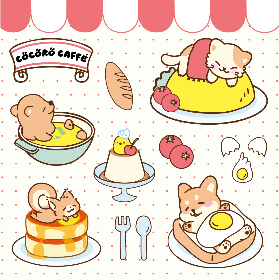 Set 20 Sticker illustrati - Kawaii 1