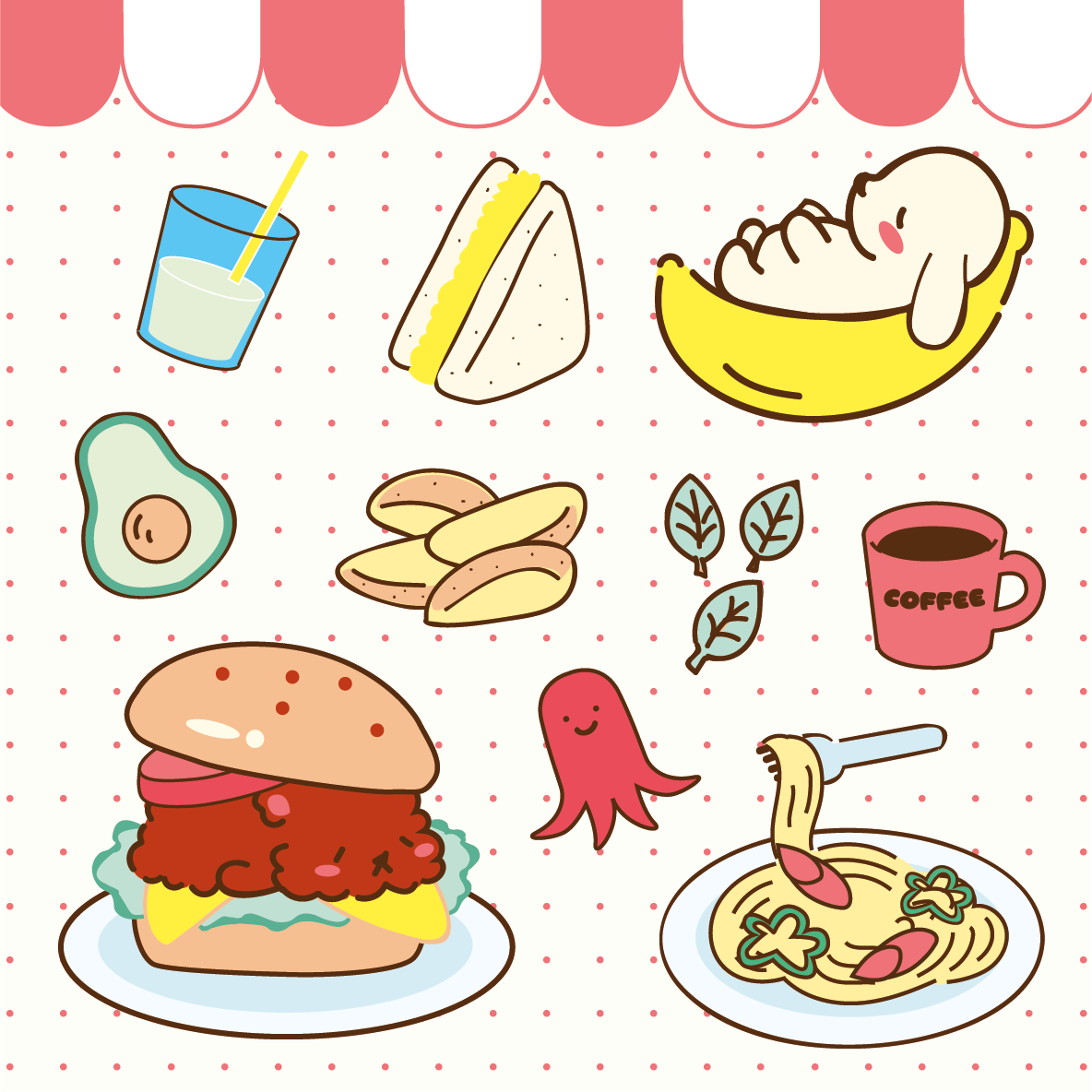 Set 20 Sticker illustrati - Kawaii 1