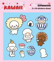 Set 20 Sticker illustrati - Kawaii 2