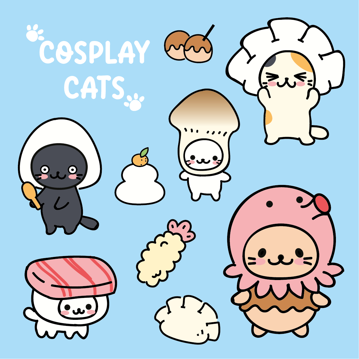 Set 20 Sticker illustrati - Kawaii 2
