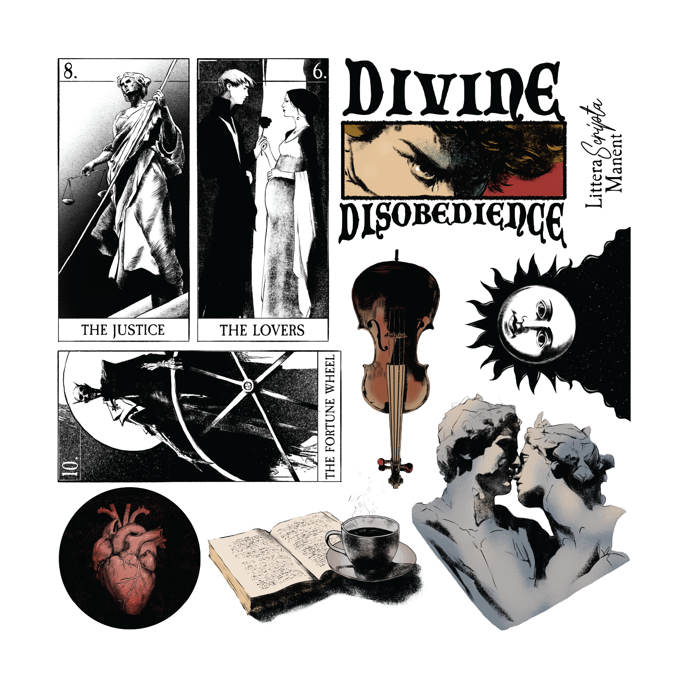 Set 20 Sticker illustrati - Dark Academia 1