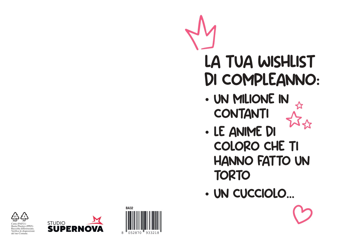 BIGLIETTO D'AUGURI WISHLIST DI COMPLEANNO