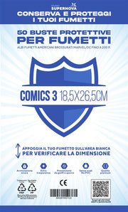 STUDIO SUPERNOVA - 50 BUSTE PROTETTIVE COMICS 3 (18,5 X 26,5)