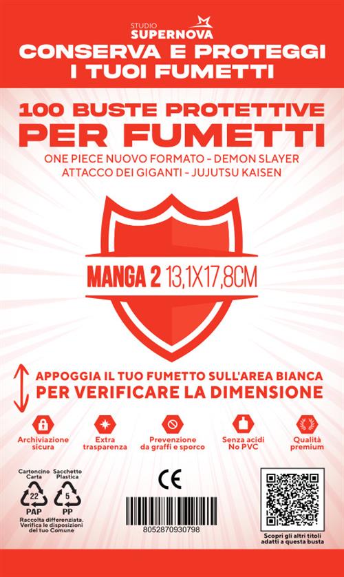 STUDIO SUPERNOVA - 100 BUSTE PROTETTIVE MANGA 2 (13,1 X 17,8)