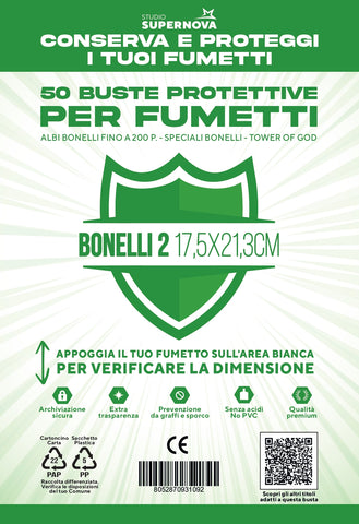 50 BUSTE PROTETTIVE BONELLI 2 (17,5 x 21,3 cm)